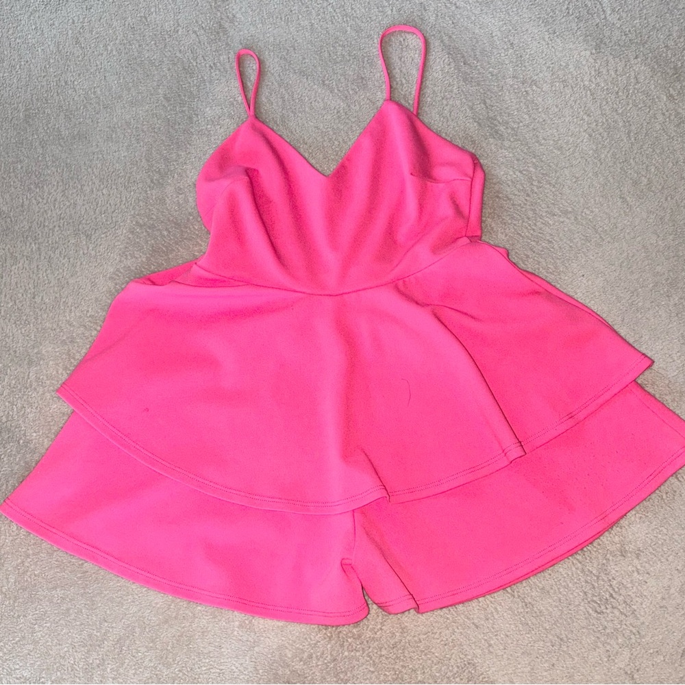 Vibrant Pink Layered Romper